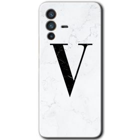 Vivo V23 5G Beyaz Mermer Desenli V Harfi Baskılı Uyumlu Silikon Kılıf