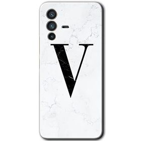 Vivo V23 5G Beyaz Mermer Desenli V Harfi Baskılı Uyumlu Silikon Kılıf