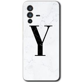 Vivo V23 5G Beyaz Mermer Desenli Y Harfi Baskılı Uyumlu Silikon Kılıf