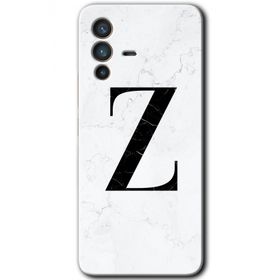 Vivo V23 5G Beyaz Mermer Desenli Z Harfi Baskılı Uyumlu Silikon Kılıf