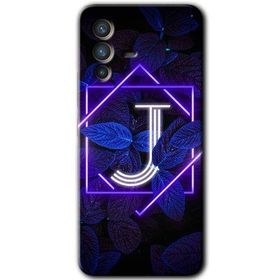 Vivo V23 5G Dark Neon Yaprak J Harfi Baskılı Uyumlu Silikon Kılıf