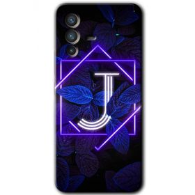 Vivo V23 5G Dark Neon Yaprak J Harfi Baskılı Uyumlu Silikon Kılıf