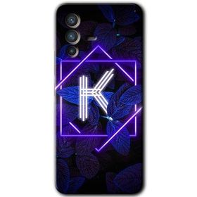 Vivo V23 5G Dark Neon Yaprak K Harfi Baskılı Uyumlu Silikon Kılıf