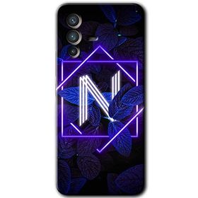 Vivo V23 5G Dark Neon Yaprak N Harfi Baskılı Uyumlu Silikon Kılıf