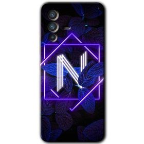 Vivo V23 5G Dark Neon Yaprak N Harfi Baskılı Uyumlu Silikon Kılıf