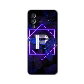 Vivo V23 5G Dark Neon Yaprak P Harfi Baskılı Uyumlu Silikon Kılıf