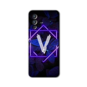 Vivo V23 5G Dark Neon Yaprak P Harfi Baskılı Uyumlu Silikon Kılıf