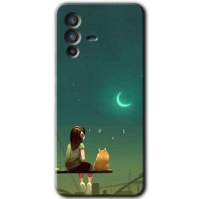 Vivo V23 5G Kedili Kız Baskılı Uyumlu Silikon Kılıf