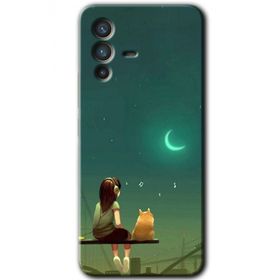 Vivo V23 5G Kedili Kız Baskılı Uyumlu Silikon Kılıf