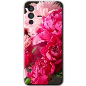 Vivo V23 5G Kırmızı Beyaz Gül Baskılı Uyumlu Silikon Kılıf