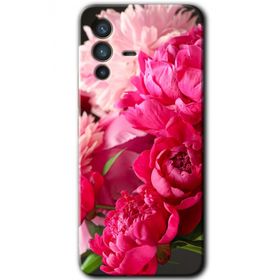 Vivo V23 5G Kırmızı Beyaz Gül Baskılı Uyumlu Silikon Kılıf