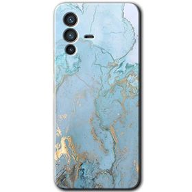 Vivo V23 5G Mavi Gold Mermer Baskılı Uyumlu Silikon Kılıf