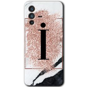 Vivo V23 5G Pembe Mermer Desenli İ Harfi Baskılı Uyumlu Silikon Kılıf