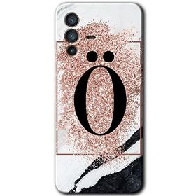 Vivo V23 5G Pembe Mermer Desenli Ö Harfi Baskılı Uyumlu Silikon Kılıf