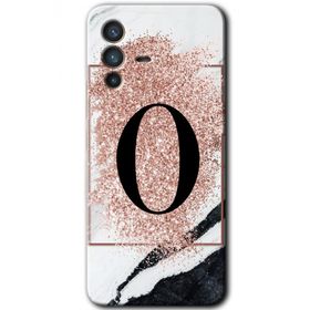 Vivo V23 5G Pembe Mermer Desenli Ö Harfi Baskılı Uyumlu Silikon Kılıf