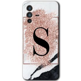 Vivo V23 5G Pembe Mermer Desenli Ş Harfi Baskılı Uyumlu Silikon Kılıf