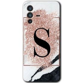 Vivo V23 5G Pembe Mermer Desenli Ş Harfi Baskılı Uyumlu Silikon Kılıf