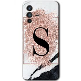 Vivo V23 5G Pembe Mermer Desenli Ş Harfi Baskılı Uyumlu Silikon Kılıf