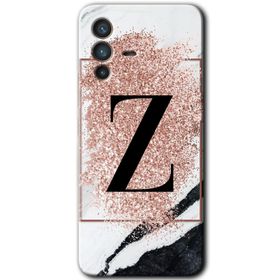 Vivo V23 5G Pembe Mermer Desenli Z Harfi Baskılı Uyumlu Silikon Kılıf