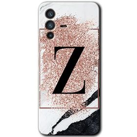 Vivo V23 5G Pembe Mermer Desenli Z Harfi Baskılı Uyumlu Silikon Kılıf