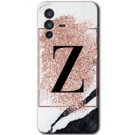 Vivo V23 5G Pembe Mermer Desenli Z Harfi Baskılı Uyumlu Silikon Kılıf