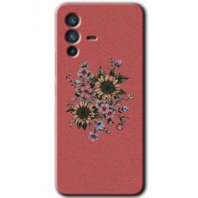 Vivo V23 5G Retro Çiçek Baskılı Uyumlu Silikon Kılıf