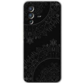 Vivo V23 5G Siyah Mandala Baskılı Uyumlu Silikon Kılıf