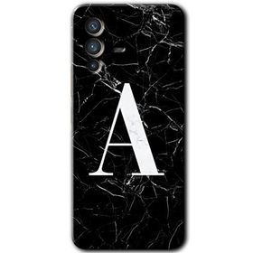 Vivo V23 5G Siyah Mermer Desenli A Harfi Baskılı Uyumlu Silikon Kılıf