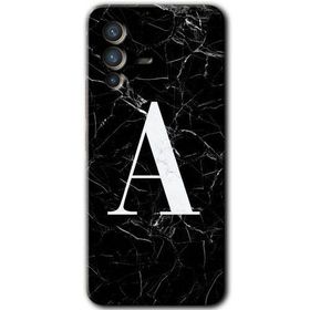 Vivo V23 5G Siyah Mermer Desenli A Harfi Baskılı Uyumlu Silikon Kılıf