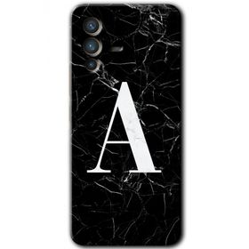 Vivo V23 5G Siyah Mermer Desenli A Harfi Baskılı Uyumlu Silikon Kılıf