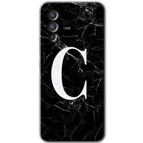 Vivo V23 5G Siyah Mermer Desenli Ç Harfi Baskılı Uyumlu Silikon Kılıf