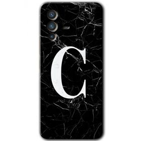 Vivo V23 5G Siyah Mermer Desenli Ç Harfi Baskılı Uyumlu Silikon Kılıf