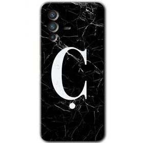 Vivo V23 5G Siyah Mermer Desenli Ç Harfi Baskılı Uyumlu Silikon Kılıf