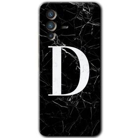 Vivo V23 5G Siyah Mermer Desenli D Harfi Baskılı Uyumlu Silikon Kılıf