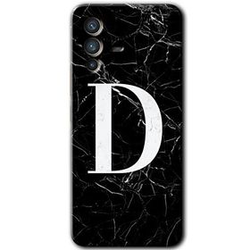 Vivo V23 5G Siyah Mermer Desenli D Harfi Baskılı Uyumlu Silikon Kılıf