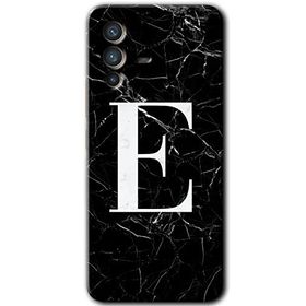 Vivo V23 5G Siyah Mermer Desenli E Harfi Baskılı Uyumlu Silikon Kılıf