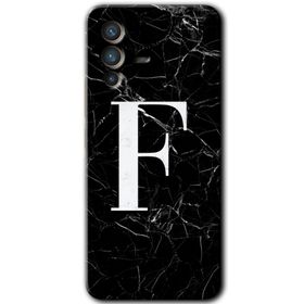Vivo V23 5G Siyah Mermer Desenli F Harfi Baskılı Uyumlu Silikon Kılıf