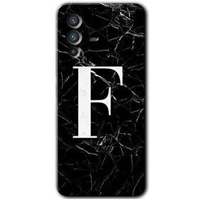 Vivo V23 5G Siyah Mermer Desenli F Harfi Baskılı Uyumlu Silikon Kılıf