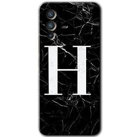 Vivo V23 5G Siyah Mermer Desenli H Harfi Baskılı Uyumlu Silikon Kılıf