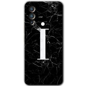 Vivo V23 5G Siyah Mermer Desenli I Harfi Baskılı Uyumlu Silikon Kılıf