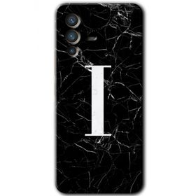 Vivo V23 5G Siyah Mermer Desenli I Harfi Baskılı Uyumlu Silikon Kılıf