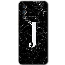 Vivo V23 5G Siyah Mermer Desenli J Harfi Baskılı Uyumlu Silikon Kılıf