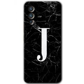 Vivo V23 5G Siyah Mermer Desenli J Harfi Baskılı Uyumlu Silikon Kılıf
