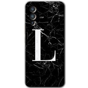 Vivo V23 5G Siyah Mermer Desenli L Harfi Baskılı Uyumlu Silikon Kılıf