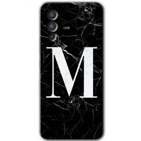 Vivo V23 5G Siyah Mermer Desenli M Harfi Baskılı Uyumlu Silikon Kılıf