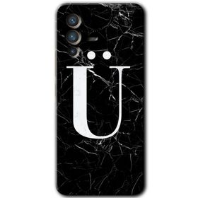 Vivo V23 5G Siyah Mermer Desenli Ü Harfi Baskılı Uyumlu Silikon Kılıf