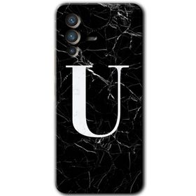 Vivo V23 5G Siyah Mermer Desenli Ü Harfi Baskılı Uyumlu Silikon Kılıf
