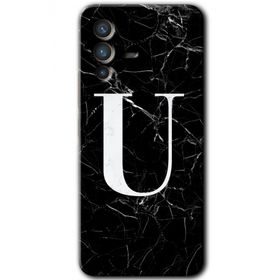 Vivo V23 5G Siyah Mermer Desenli Ü Harfi Baskılı Uyumlu Silikon Kılıf