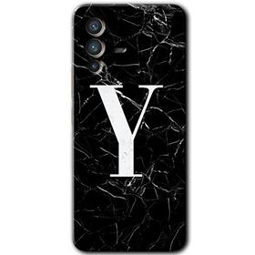 Vivo V23 5G Siyah Mermer Desenli Y Harfi Baskılı Uyumlu Silikon Kılıf