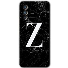 Vivo V23 5G Siyah Mermer Desenli Z Harfi Baskılı Uyumlu Silikon Kılıf
